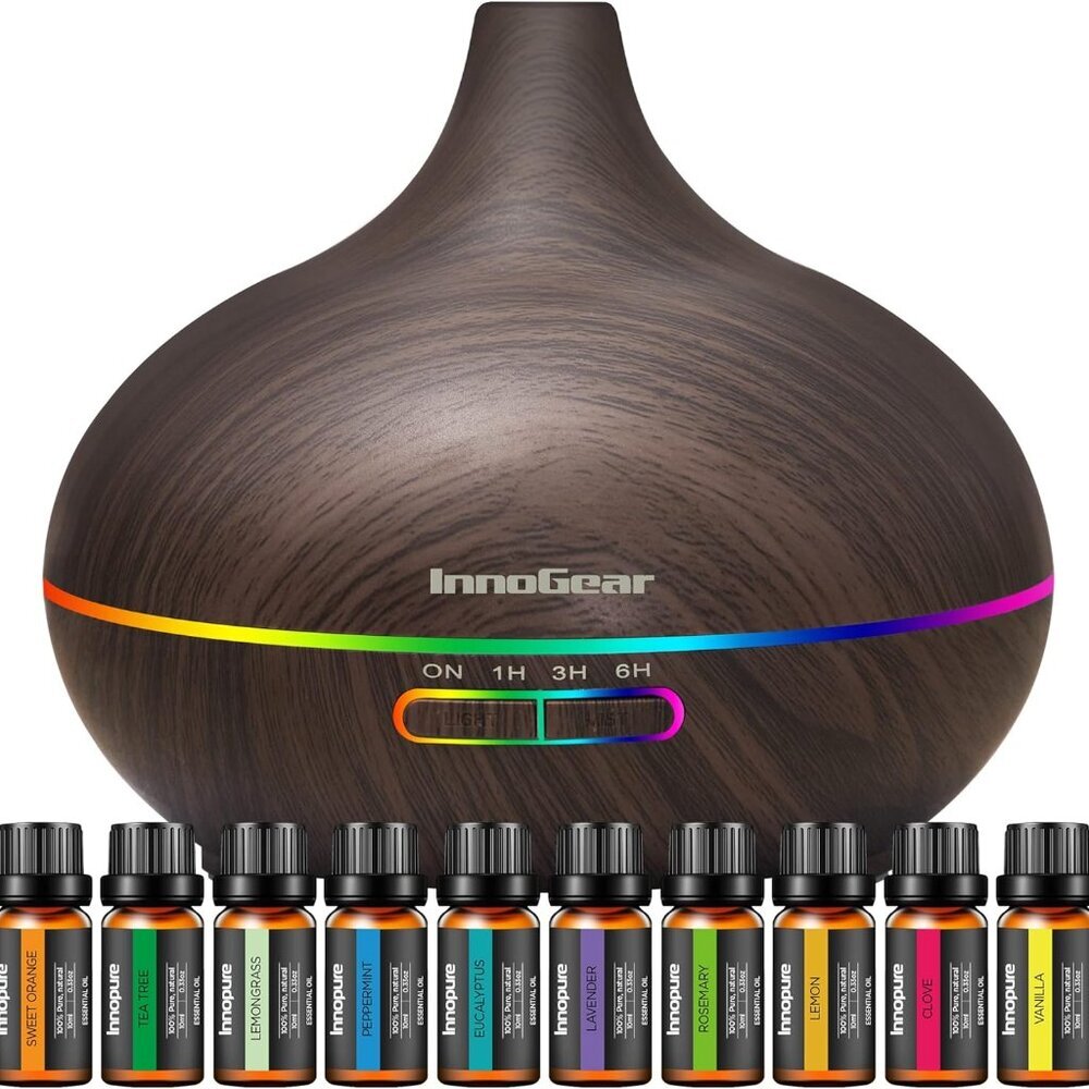 Aromatherapy Diffuser & 10 Essential Oils Set, 400ml Diffuser Ultrasonic Diffuse